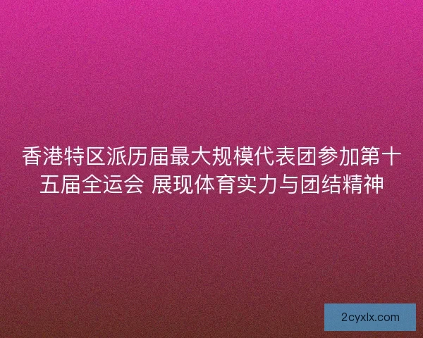 香港特区派历届最大规模代表团参加第十五届全运会 展现体育实力与团结精神